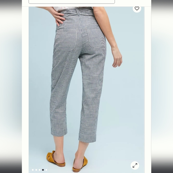 Cartonnier by Anthropologie Tie Waist Gingham Linen Blend Trouser - Picture 3 of 16